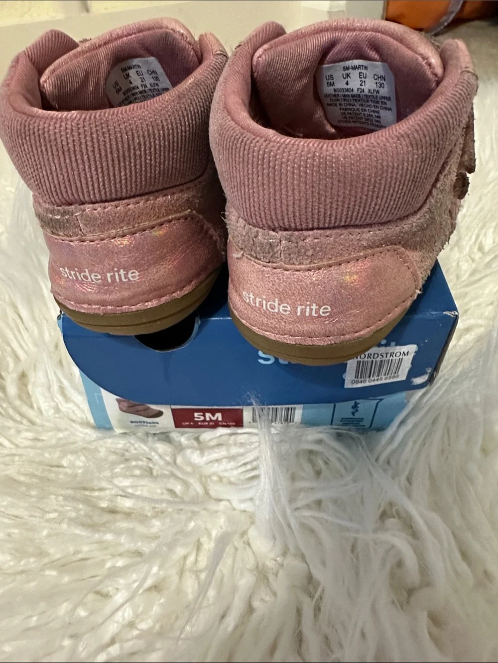 Stride Rite Glitter Pink Toddler Boots with Double Velcro Straps